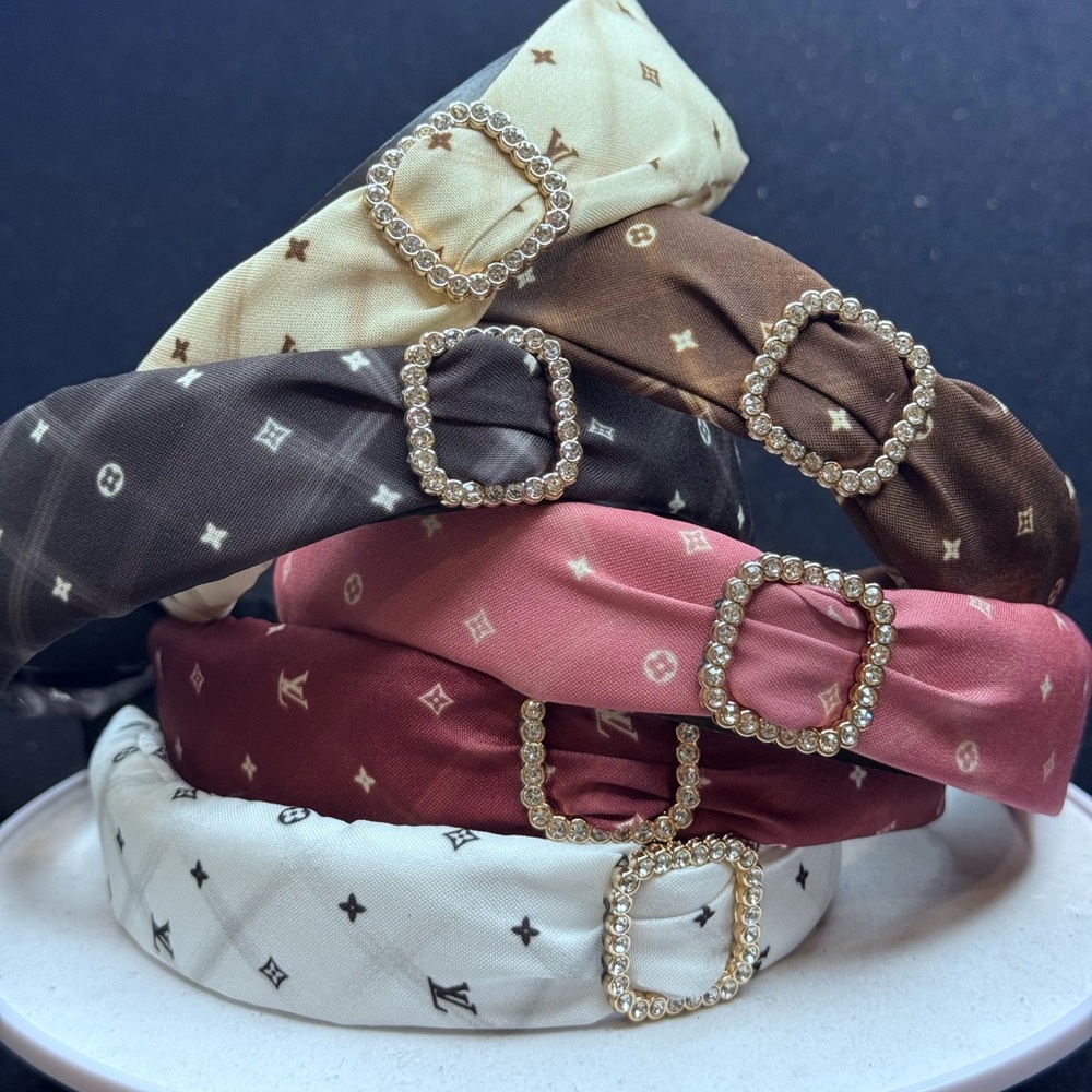 Mint Gold Tone Monogram Bling Hairband